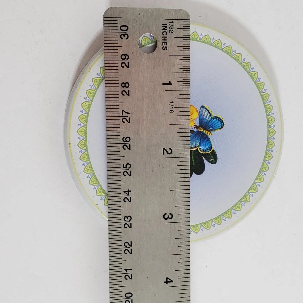 Michel & Company‎ Teacup Saucer Tin The Gifted Line Floral Butterfly Blue Gold